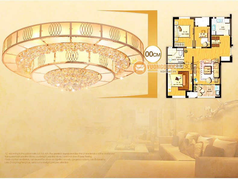 Đèn ốp trần bánh tiêu đẹp cho phòng khách CM260-4